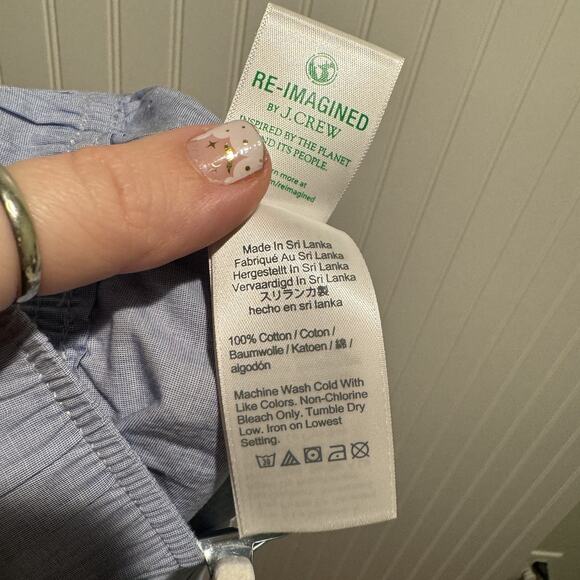 J Crew Blue End On End Cotton Wide Leg PJ Pants NEW Plus Size 2X - Picture 8 of 8